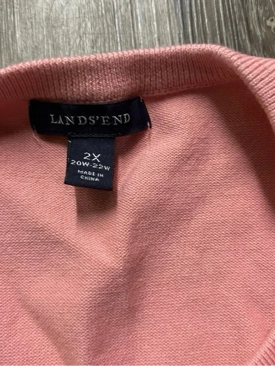 Women’s Lands End Plus Size Pink Button Up Cardigan Size 2XL 20W-22W - Picture 4 of 4